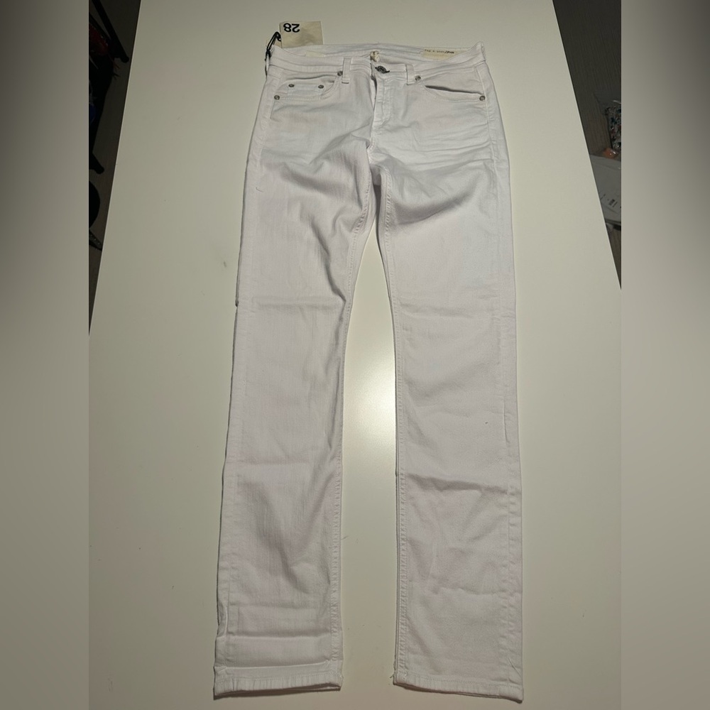 NEW Rag & Bone The Dre Boyfriend Skinny Jeans  White Denim Size 28
